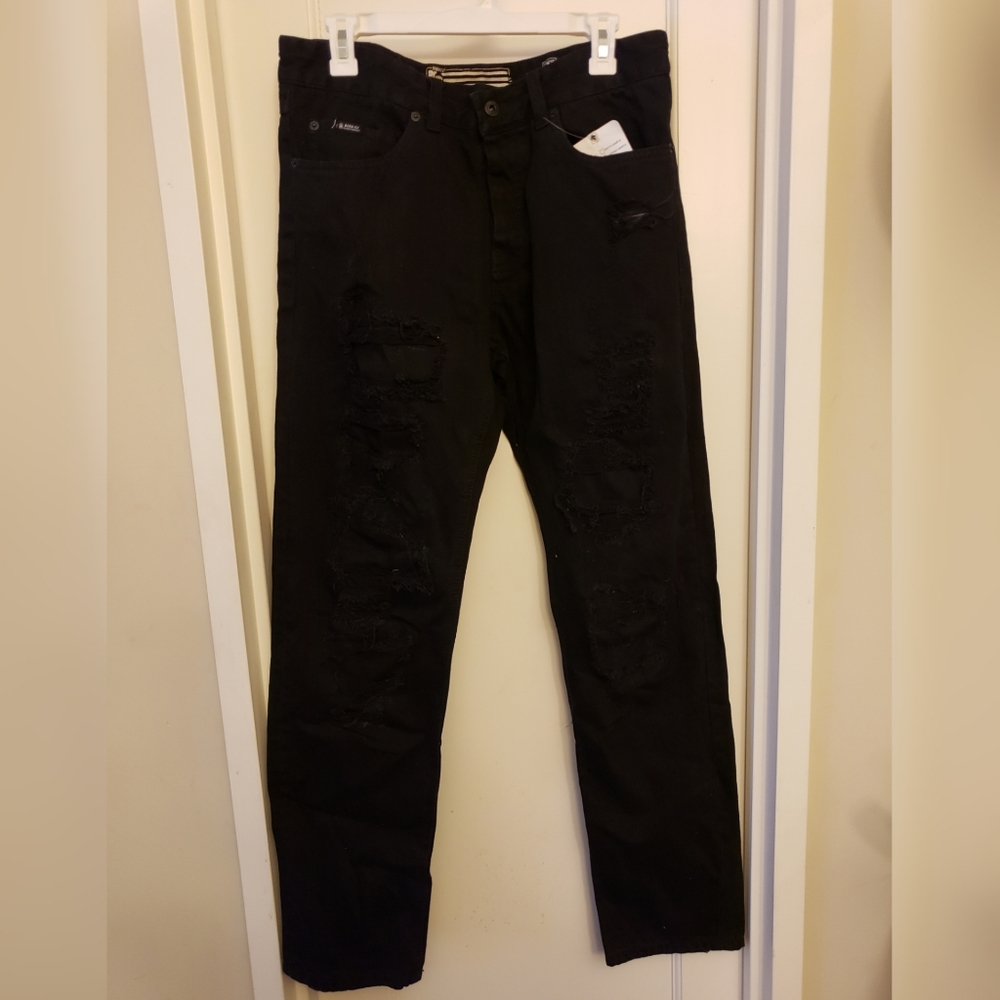 Born Fly Black Rip and Repair Denim Twill Jeans